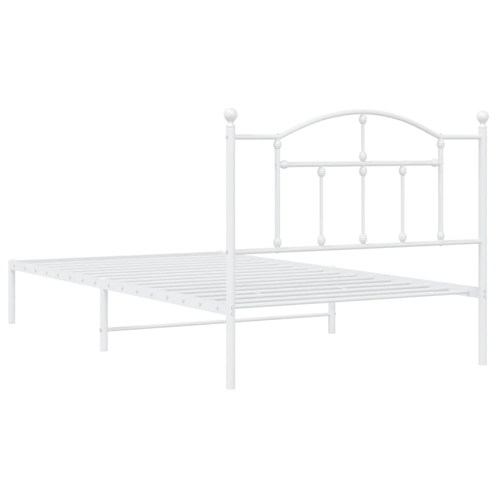 sengeramme med sengegavl 107x203 cm metal hvid - Image 7
