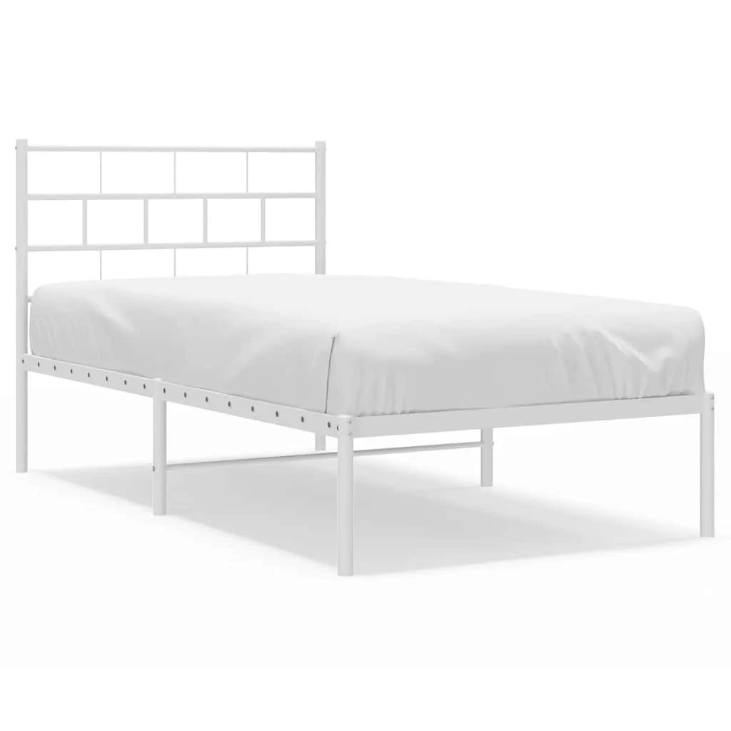 sengeramme med sengegavl 107x203 cm metal hvid - Image 2