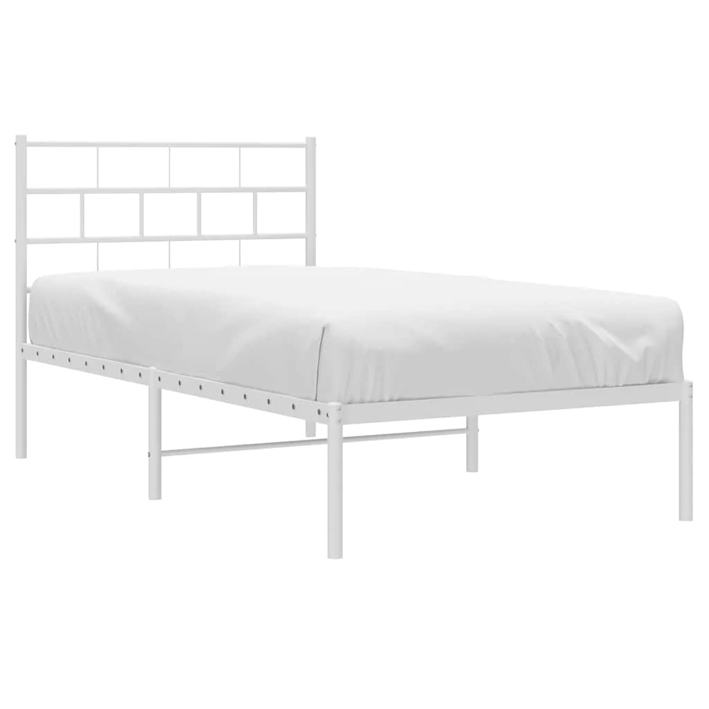 sengeramme med sengegavl 107x203 cm metal hvid - Image 3