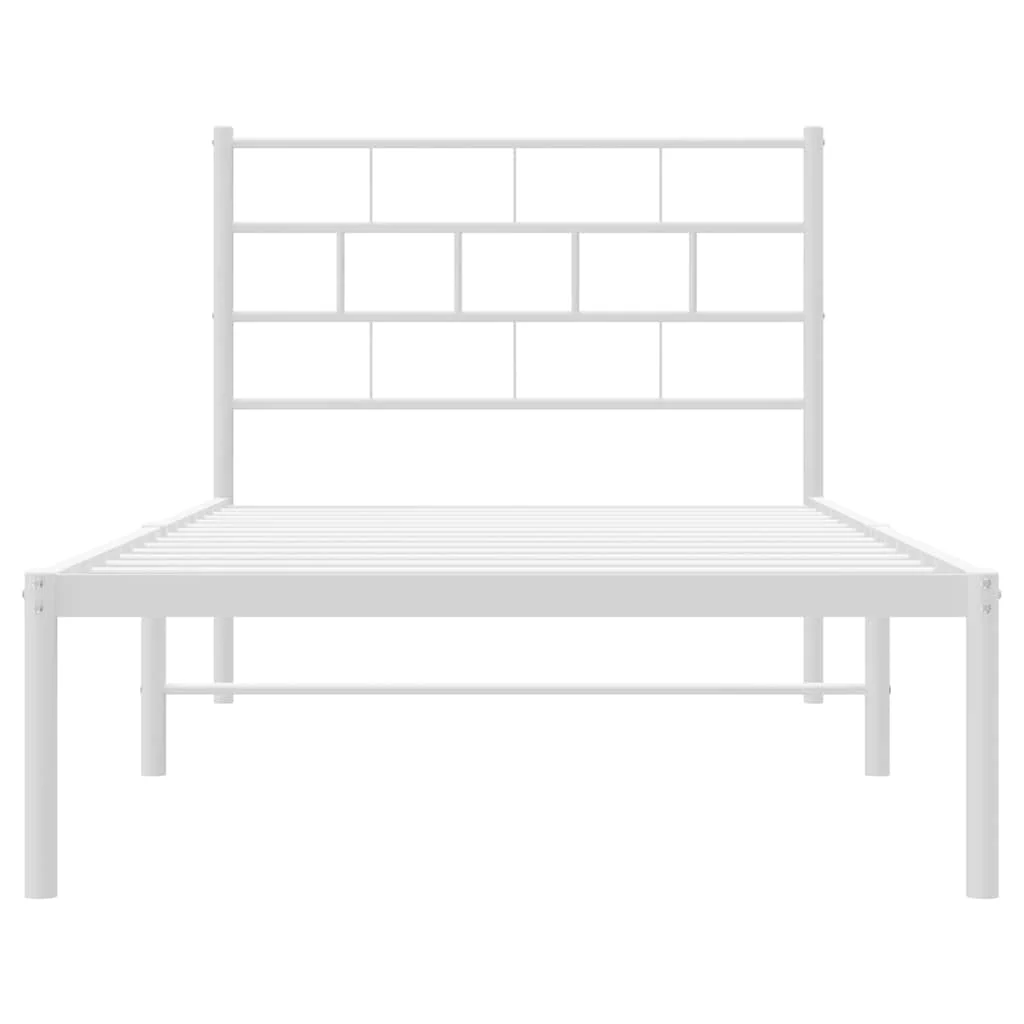 sengeramme med sengegavl 107x203 cm metal hvid - Image 5