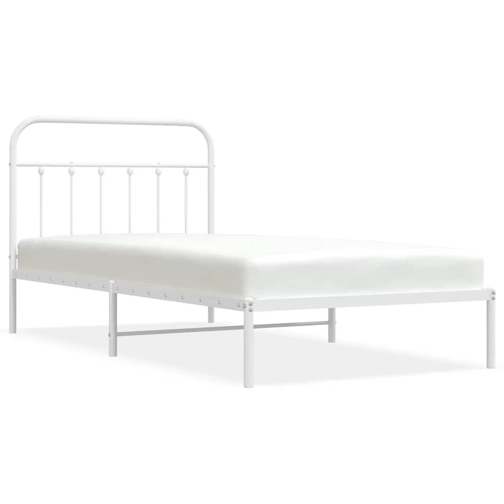sengeramme med sengegavl 107x203 cm metal hvid - Image 2