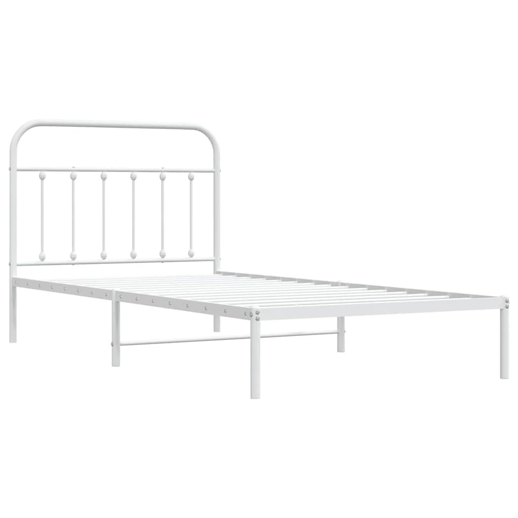 sengeramme med sengegavl 107x203 cm metal hvid - Image 3