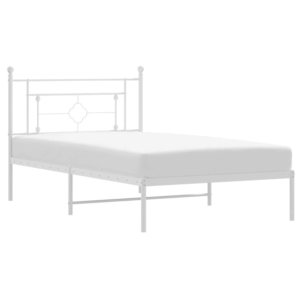 sengeramme med sengegavl 107x203 cm metal hvid - Image 2