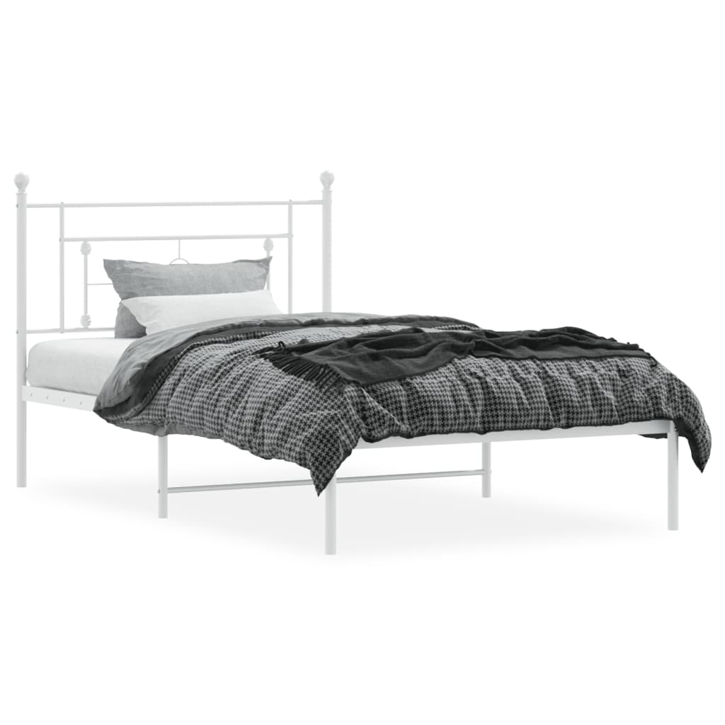 sengeramme med sengegavl 107x203 cm metal hvid - Image 3