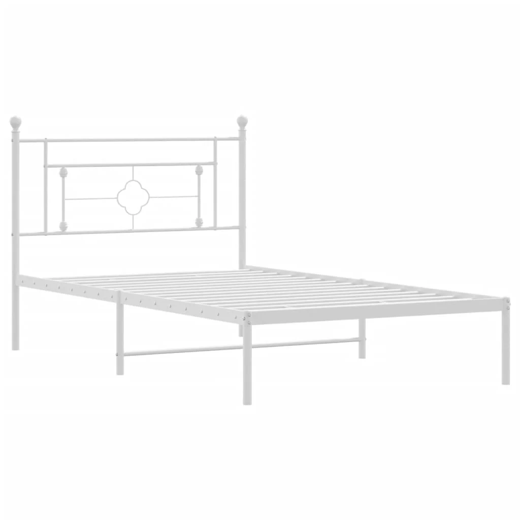 sengeramme med sengegavl 107x203 cm metal hvid - Image 4