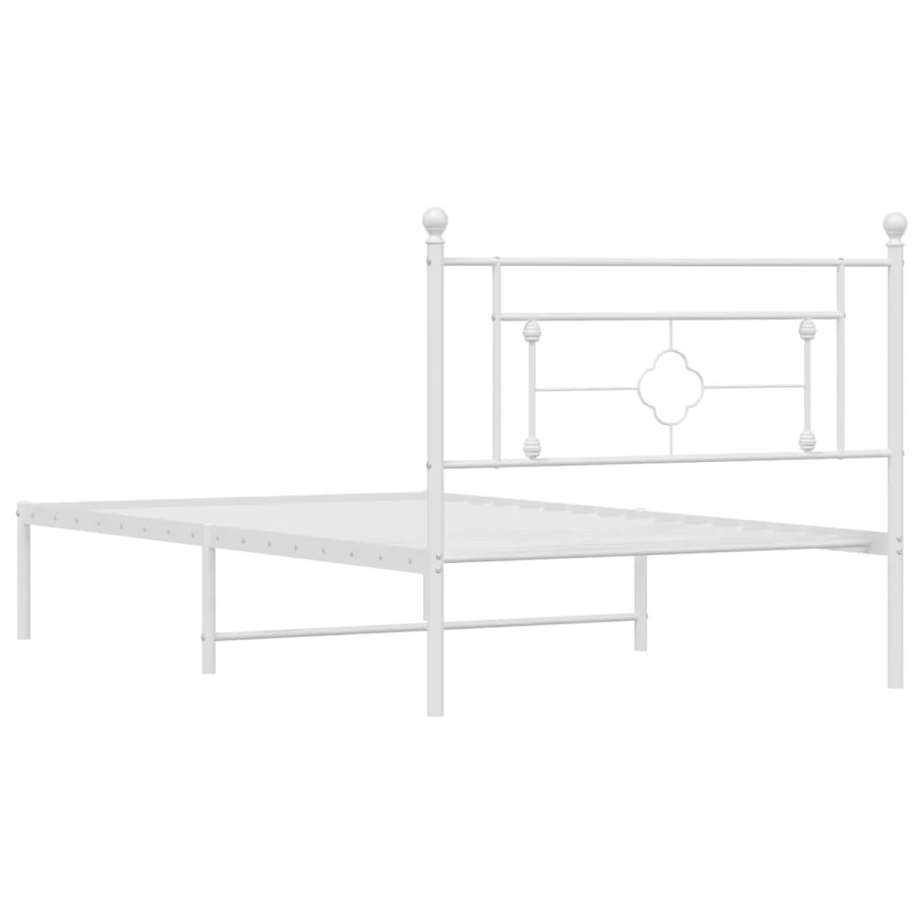 sengeramme med sengegavl 107x203 cm metal hvid - Image 7