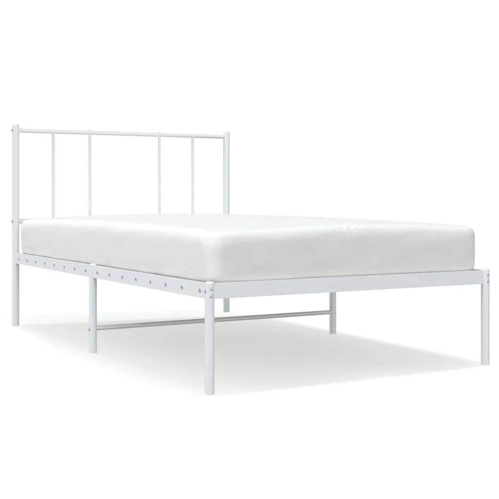 sengeramme med sengegavl 107x203 cm metal hvid - Image 2