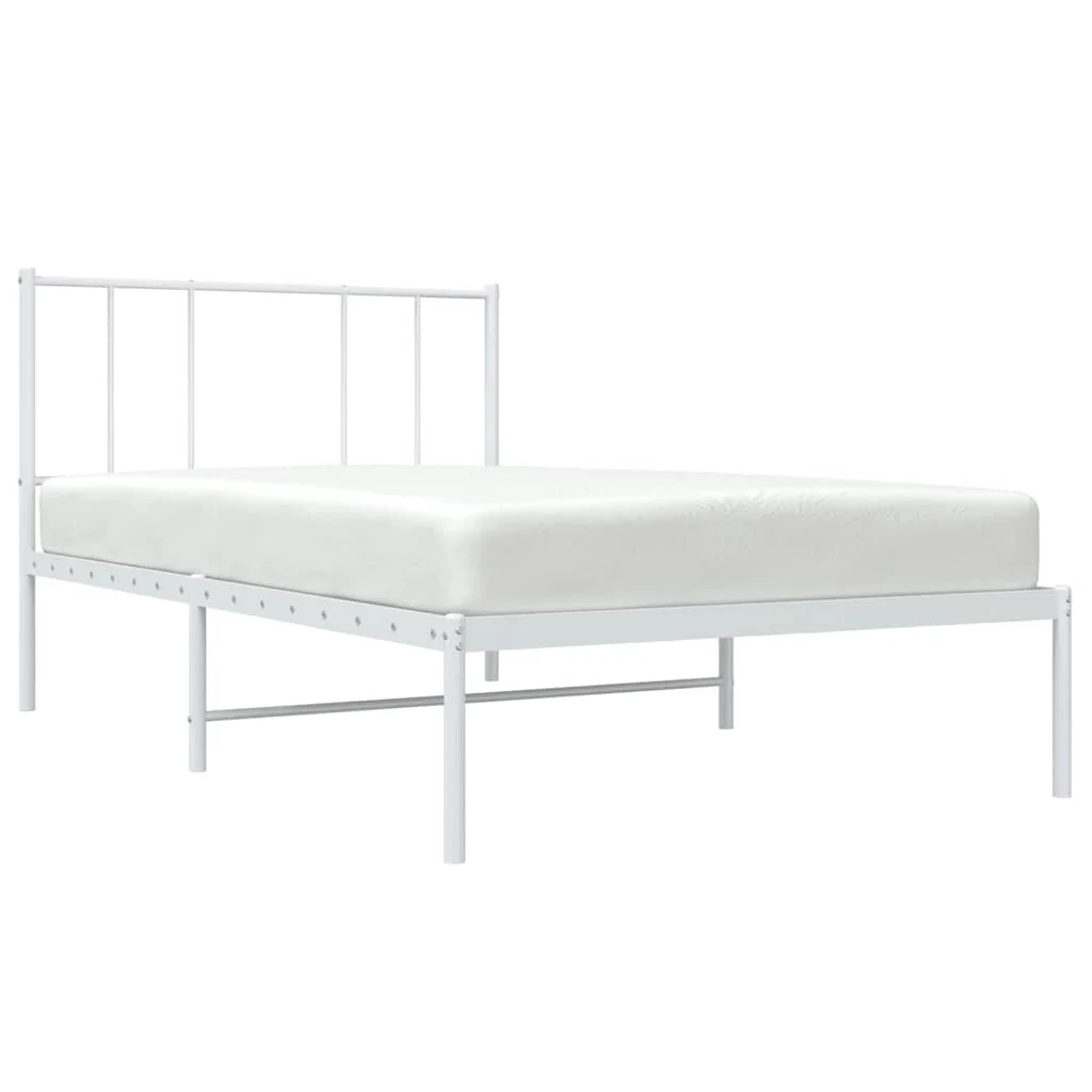 sengeramme med sengegavl 107x203 cm metal hvid - Image 5