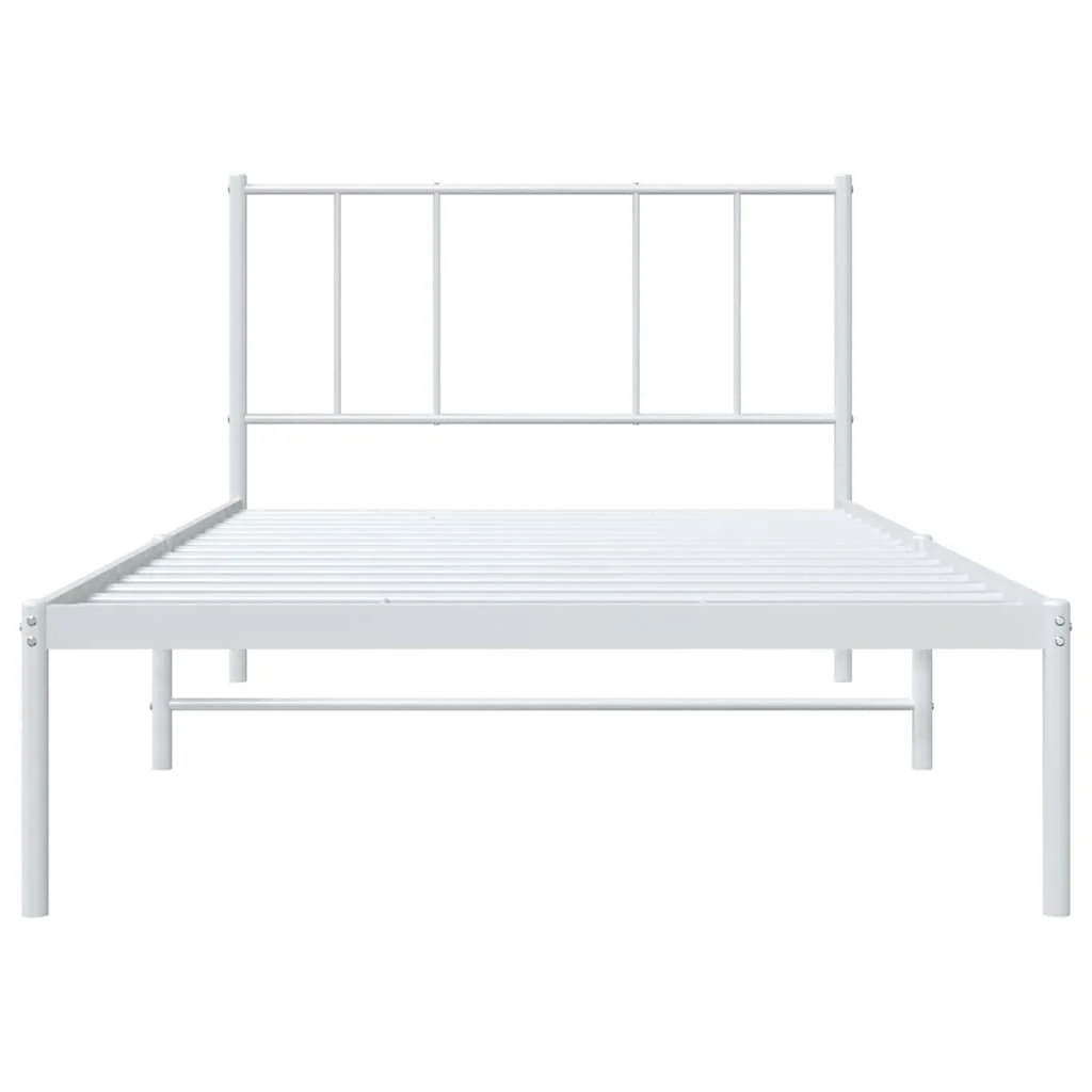 sengeramme med sengegavl 107x203 cm metal hvid - Image 6