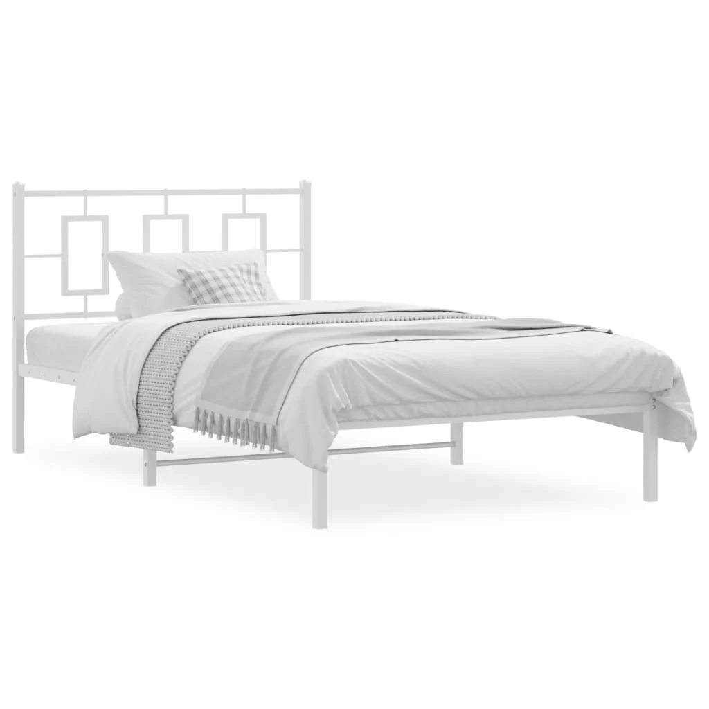 sengeramme med sengegavl 107x203 cm metal hvid - Image 2