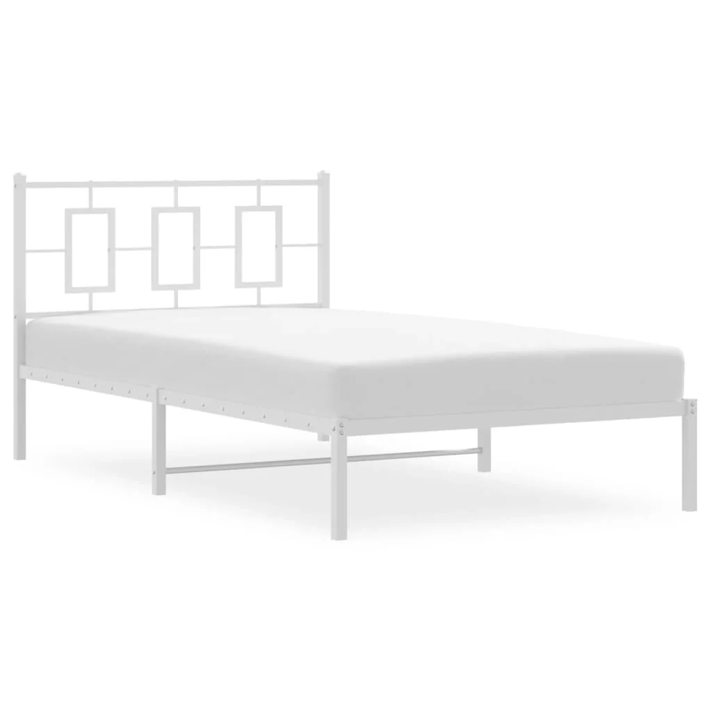 sengeramme med sengegavl 107x203 cm metal hvid - Image 4