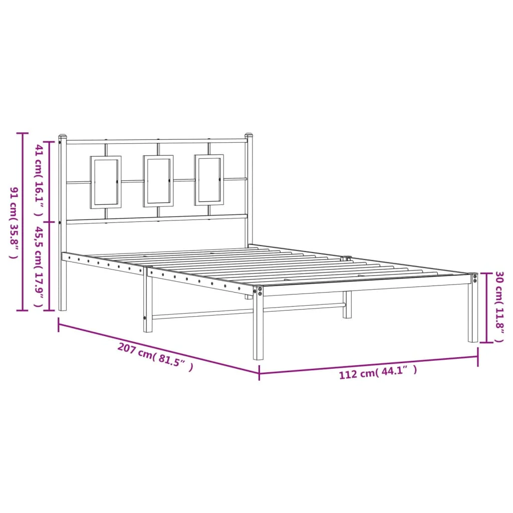 sengeramme med sengegavl 107x203 cm metal hvid - Image 9