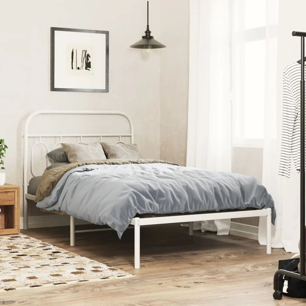 sengeramme med sengegavl 107x203 cm metal hvid