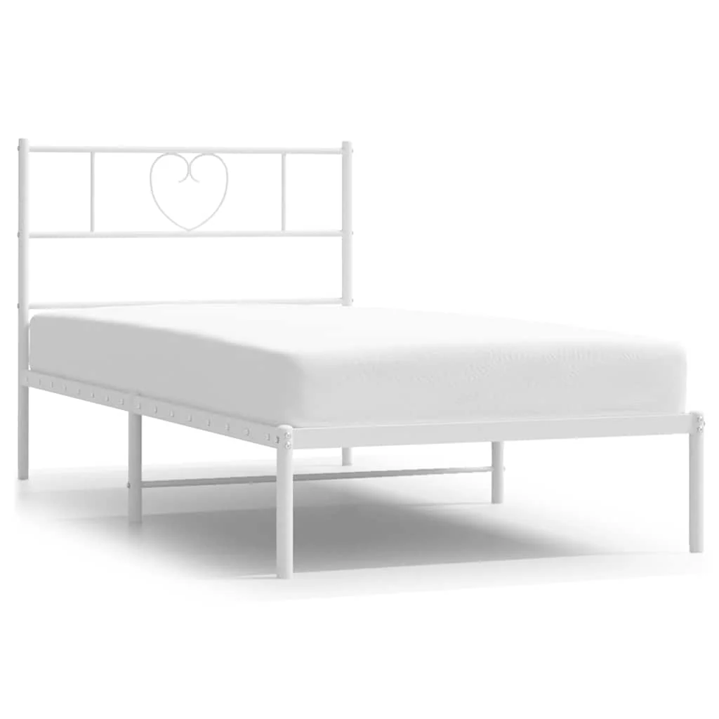 sengeramme med sengegavl 107x203 cm metal hvid - Image 2