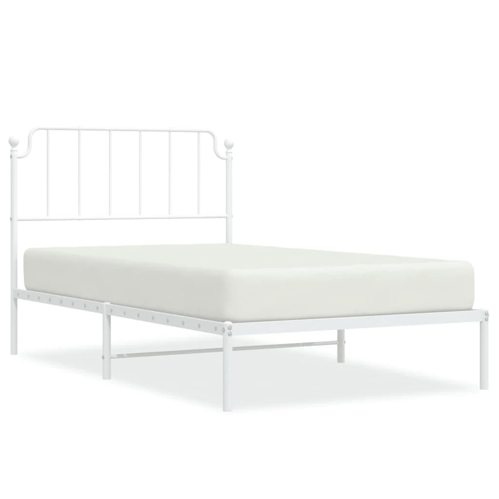 sengeramme med sengegavl 107x203 cm metal hvid - Image 2