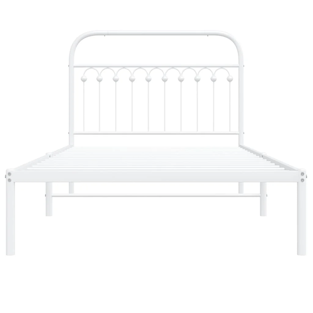 sengeramme med sengegavl 107x203 cm metal hvid - Image 4