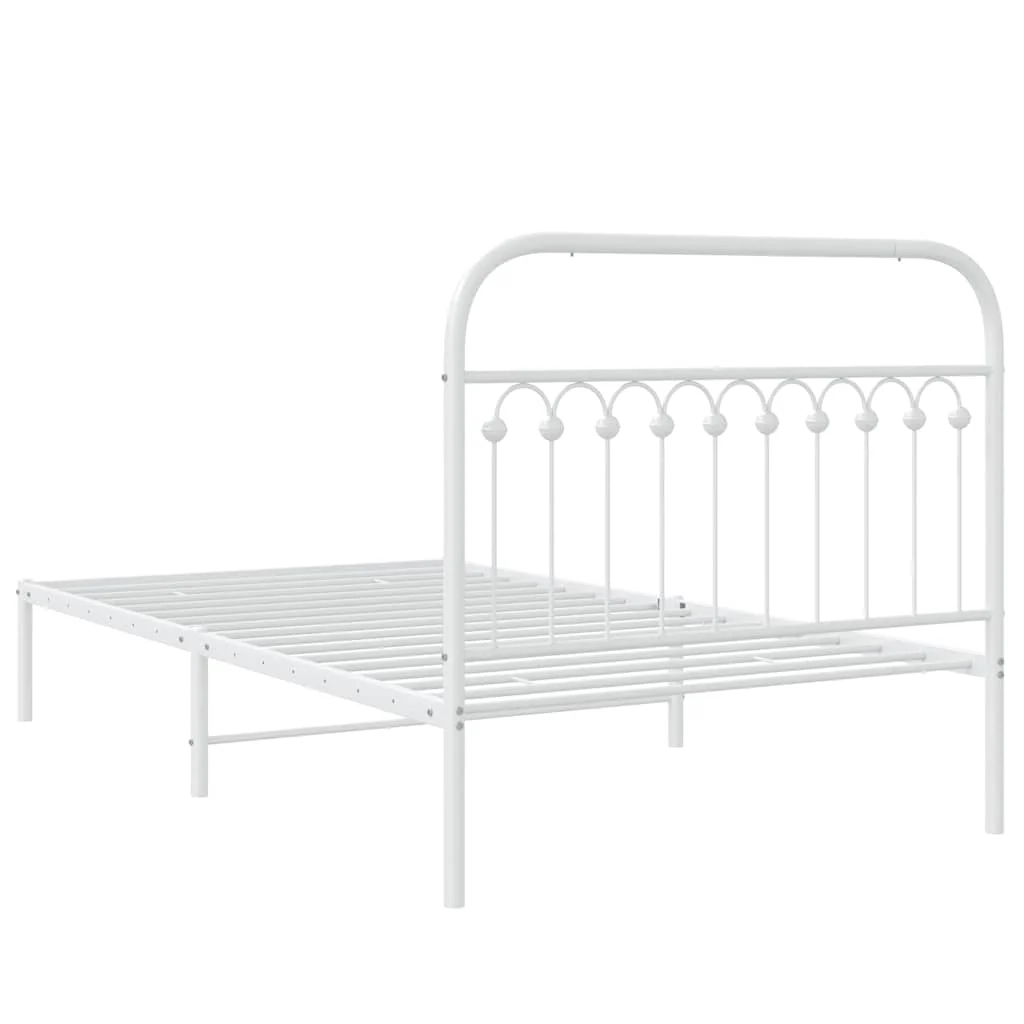 sengeramme med sengegavl 107x203 cm metal hvid - Image 6