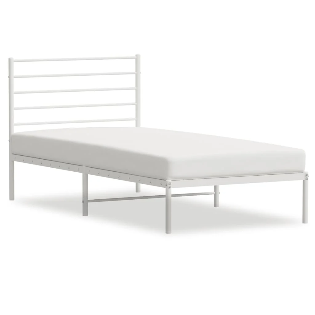 sengeramme med sengegavl 107x203 cm metal hvid - Image 2