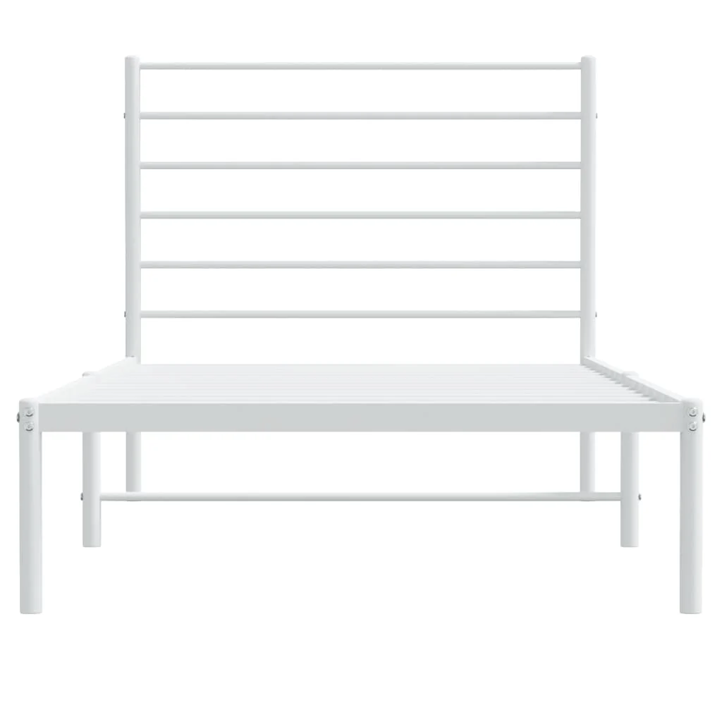 sengeramme med sengegavl 107x203 cm metal hvid - Image 6