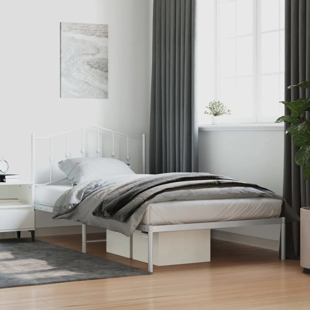 sengeramme med sengegavl 107x203 cm metal hvid
