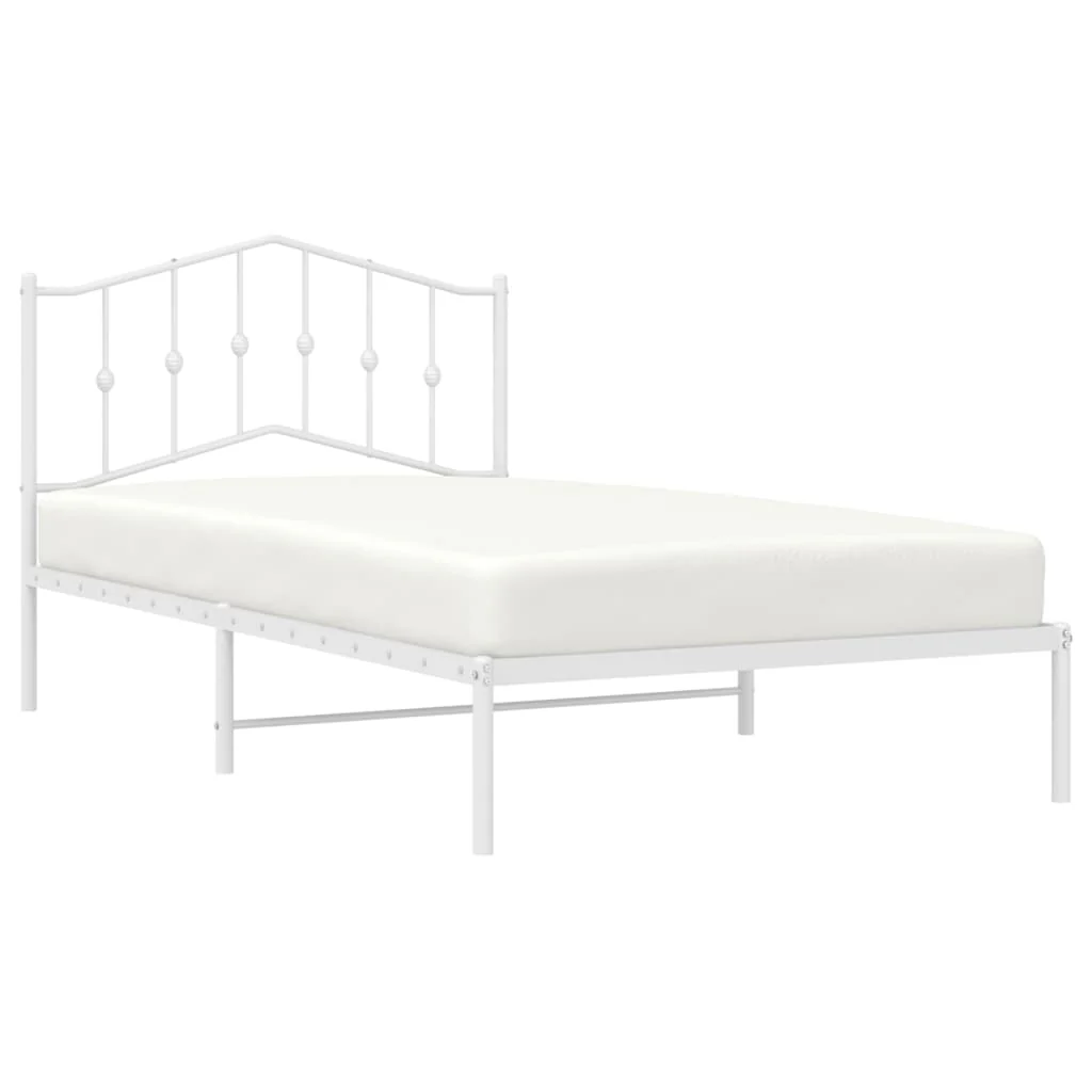 sengeramme med sengegavl 107x203 cm metal hvid - Image 3