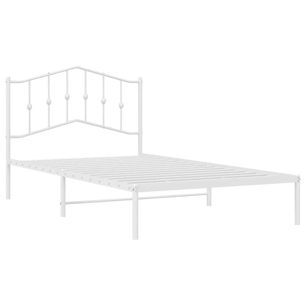 sengeramme med sengegavl 107x203 cm metal hvid - Image 4
