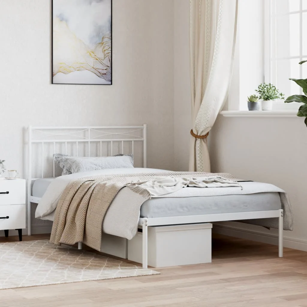 sengeramme med sengegavl 107x203 cm metal hvid