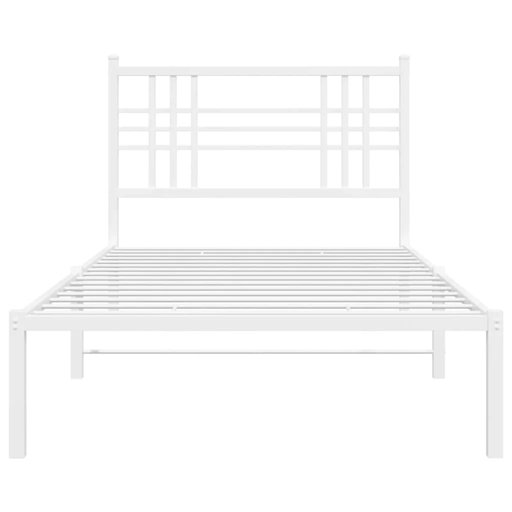 sengeramme med sengegavl 107x203 cm metal hvid - Image 4