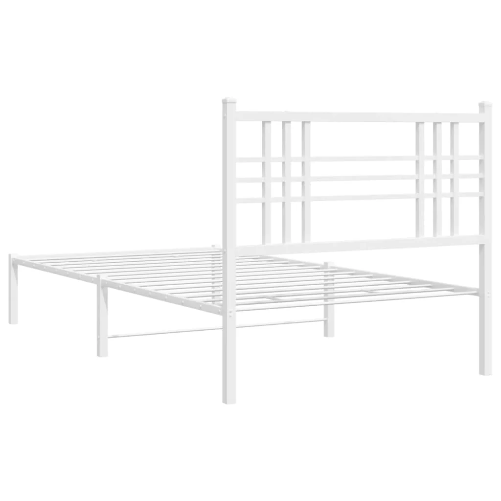 sengeramme med sengegavl 107x203 cm metal hvid - Image 6