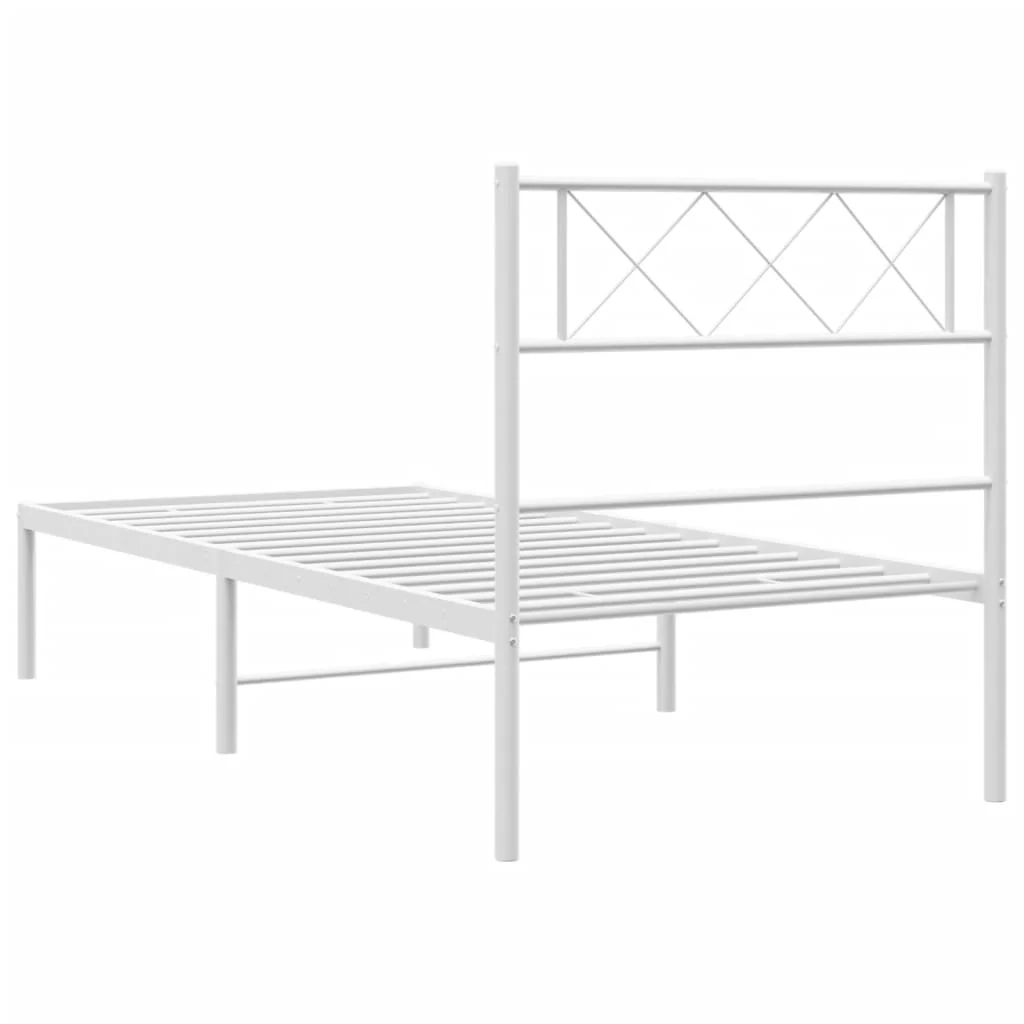 sengeramme med sengegavl 107x203 cm metal hvid - Image 7