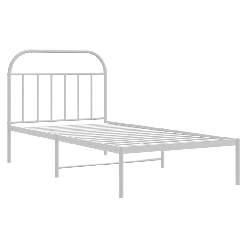 sengeramme med sengegavl 107x203 cm metal hvid - Image 3