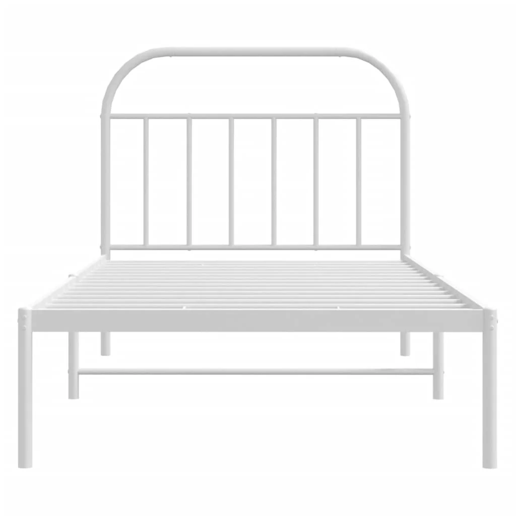sengeramme med sengegavl 107x203 cm metal hvid - Image 6