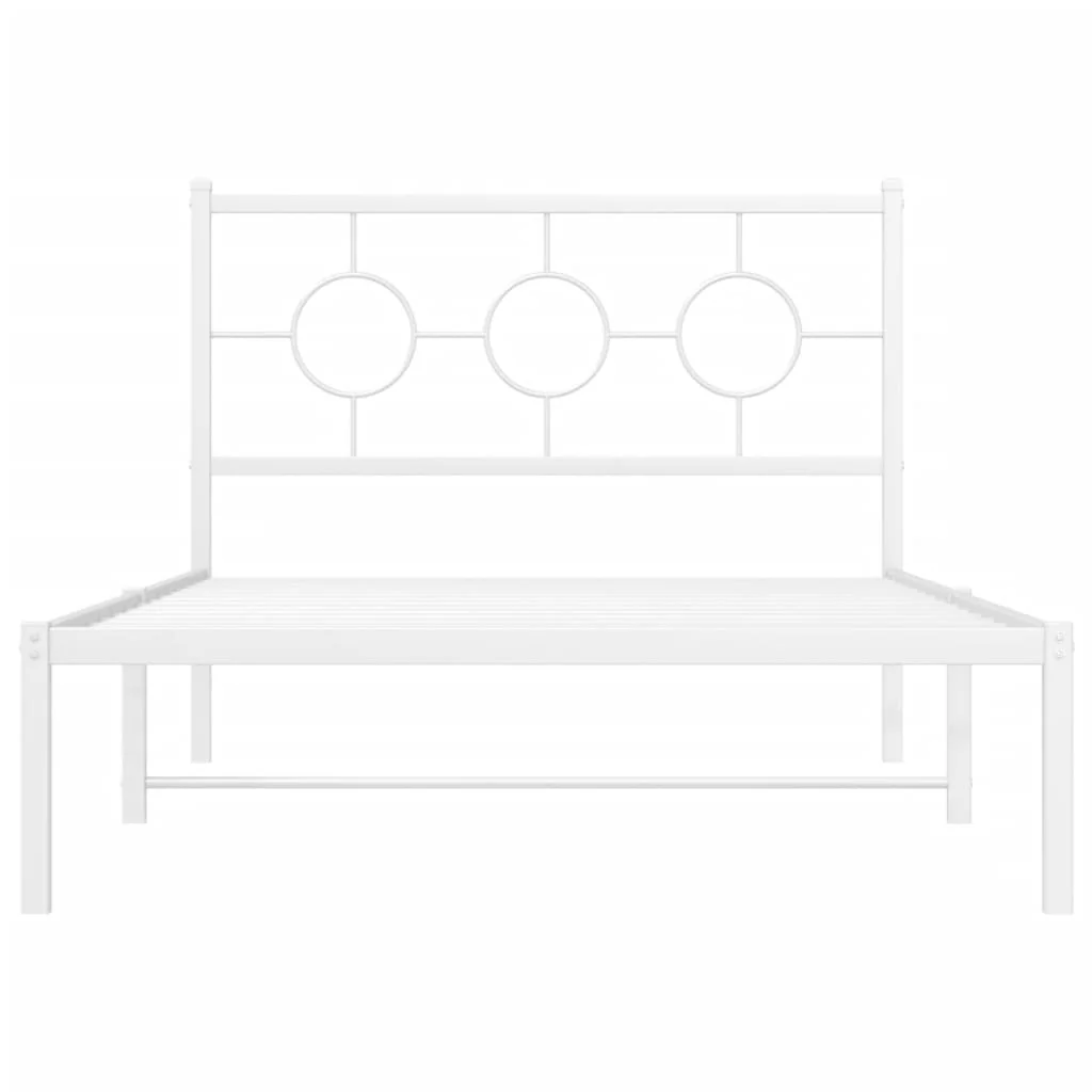 sengeramme med sengegavl 107x203 cm metal hvid - Image 5