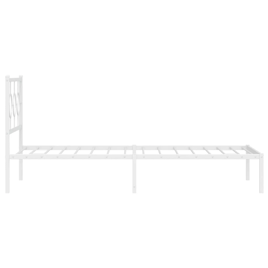 sengeramme med sengegavl 107x203 cm metal hvid - Image 6