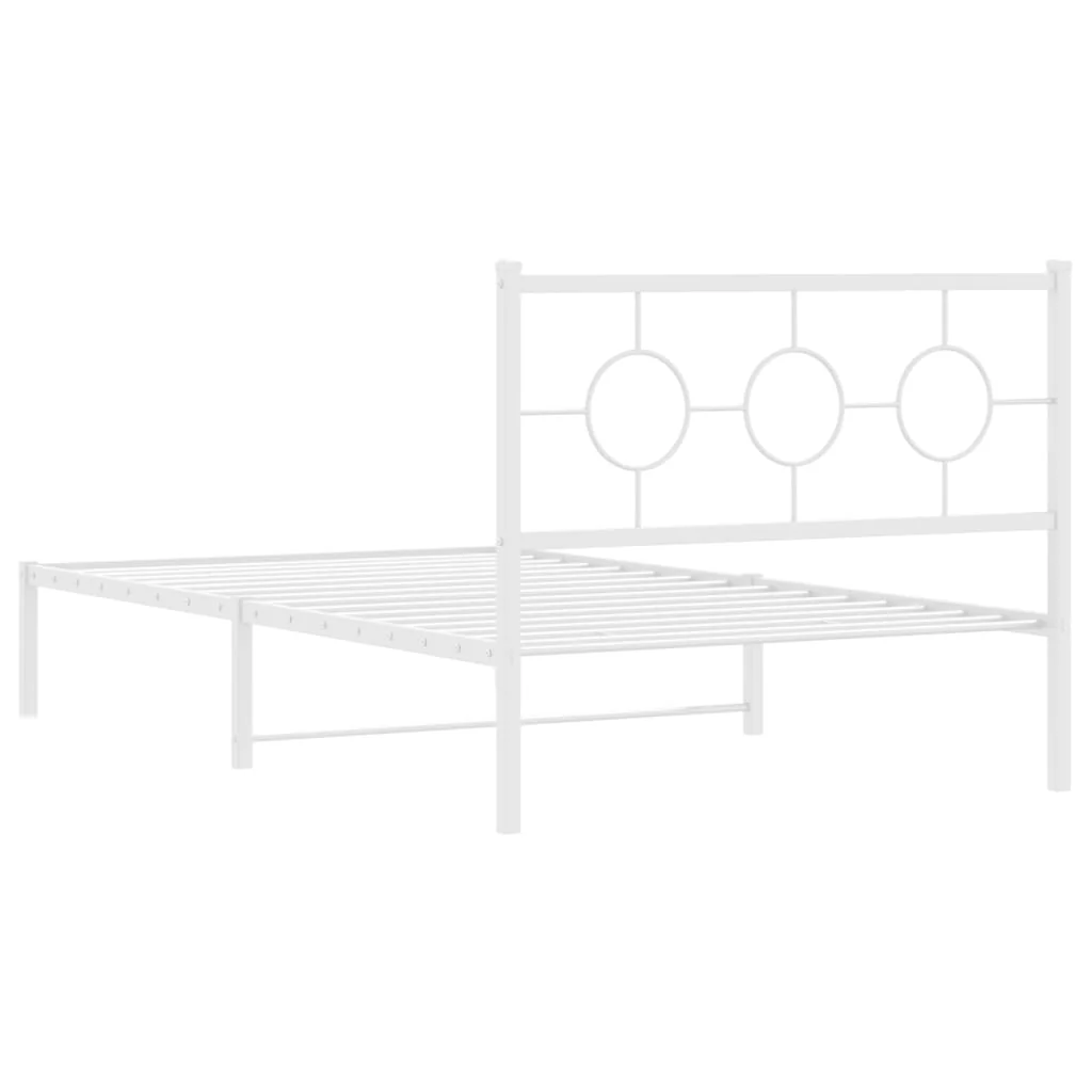 sengeramme med sengegavl 107x203 cm metal hvid - Image 7
