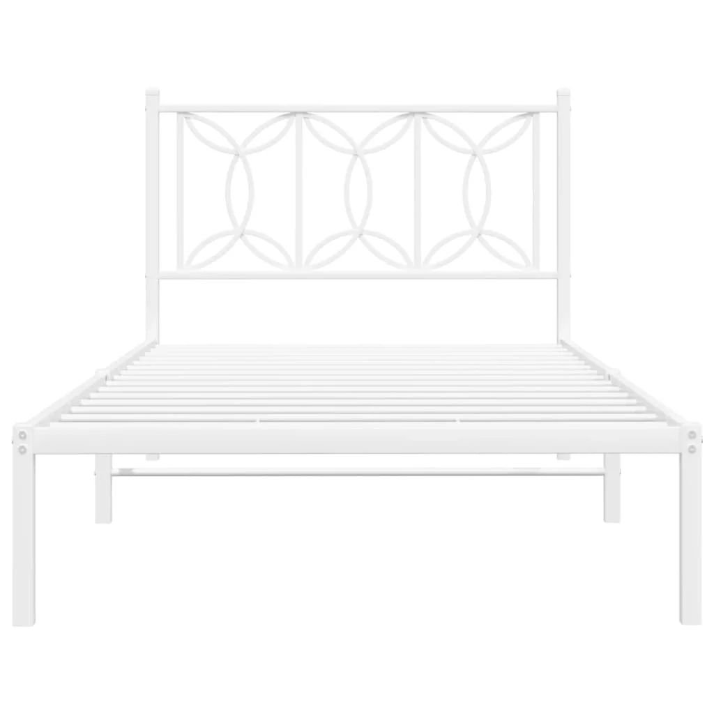 sengeramme med sengegavl 107x203 cm metal hvid - Image 4