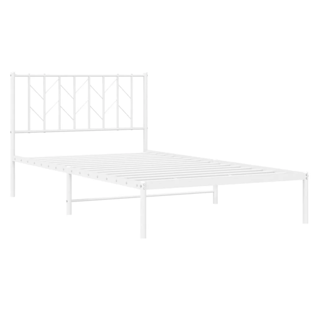 sengeramme med sengegavl 107x203 cm metal hvid - Image 4