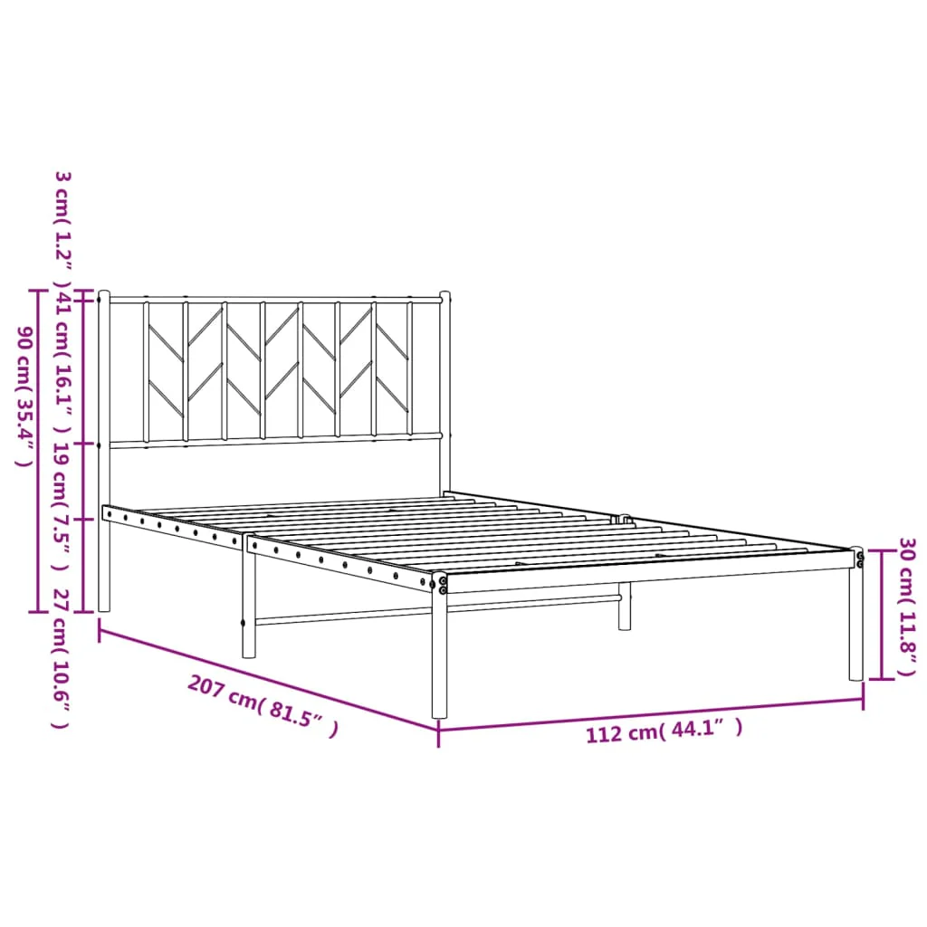 sengeramme med sengegavl 107x203 cm metal sort - Image 9