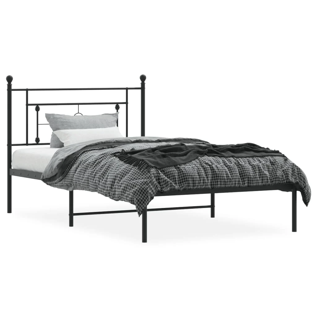 sengeramme med sengegavl 107x203 cm metal sort - Image 3