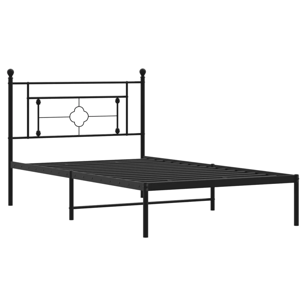 sengeramme med sengegavl 107x203 cm metal sort - Image 4