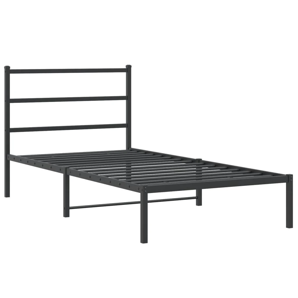sengeramme med sengegavl 107x203 cm metal sort - Image 3