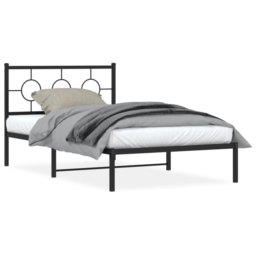 sengeramme med sengegavl 107x203 cm metal sort - Image 2