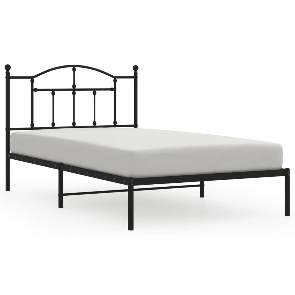 sengeramme med sengegavl 107x203 cm metal sort - Image 2