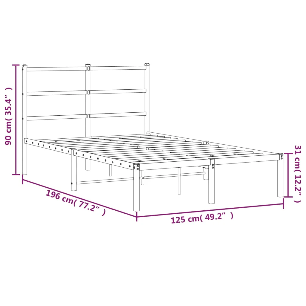 sengeramme med sengegavl 120x190 cm metal hvid - Image 9