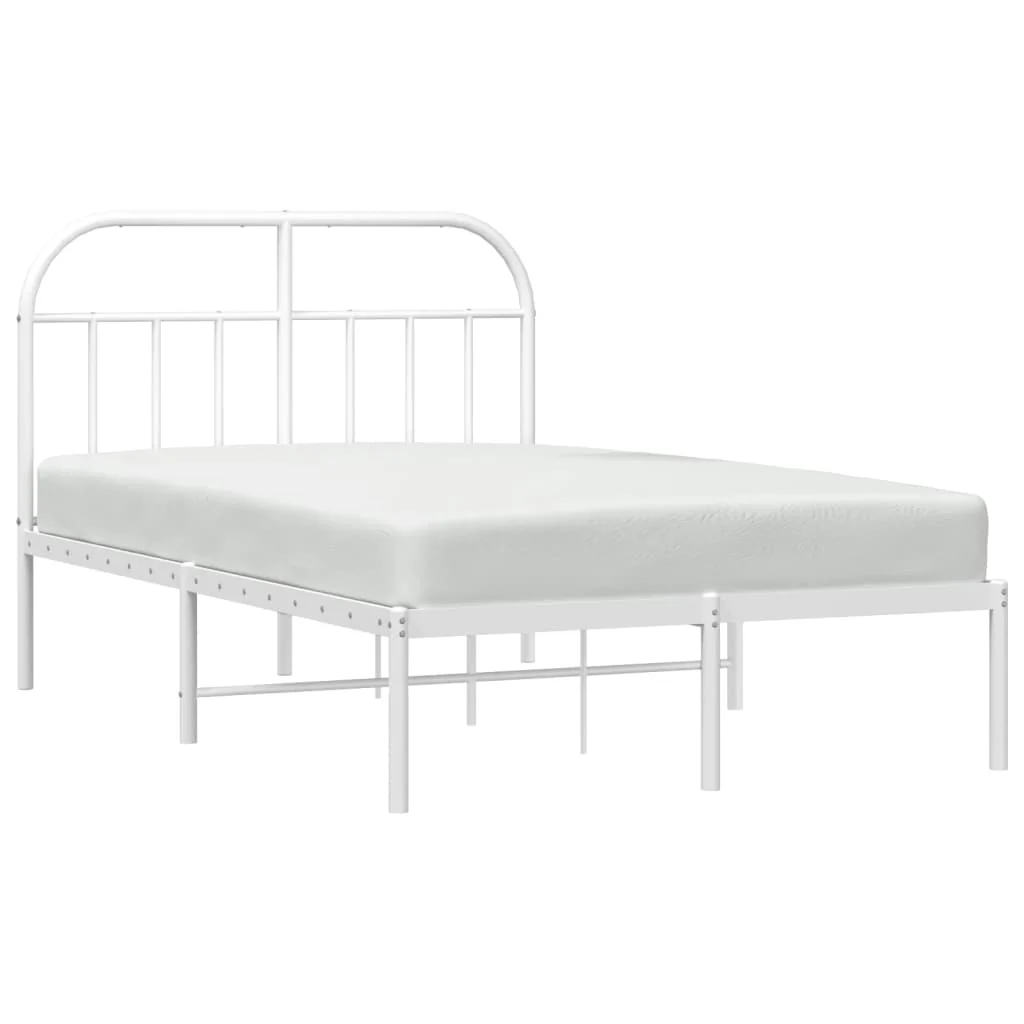 sengeramme med sengegavl 120x190 cm metal hvid - Image 5