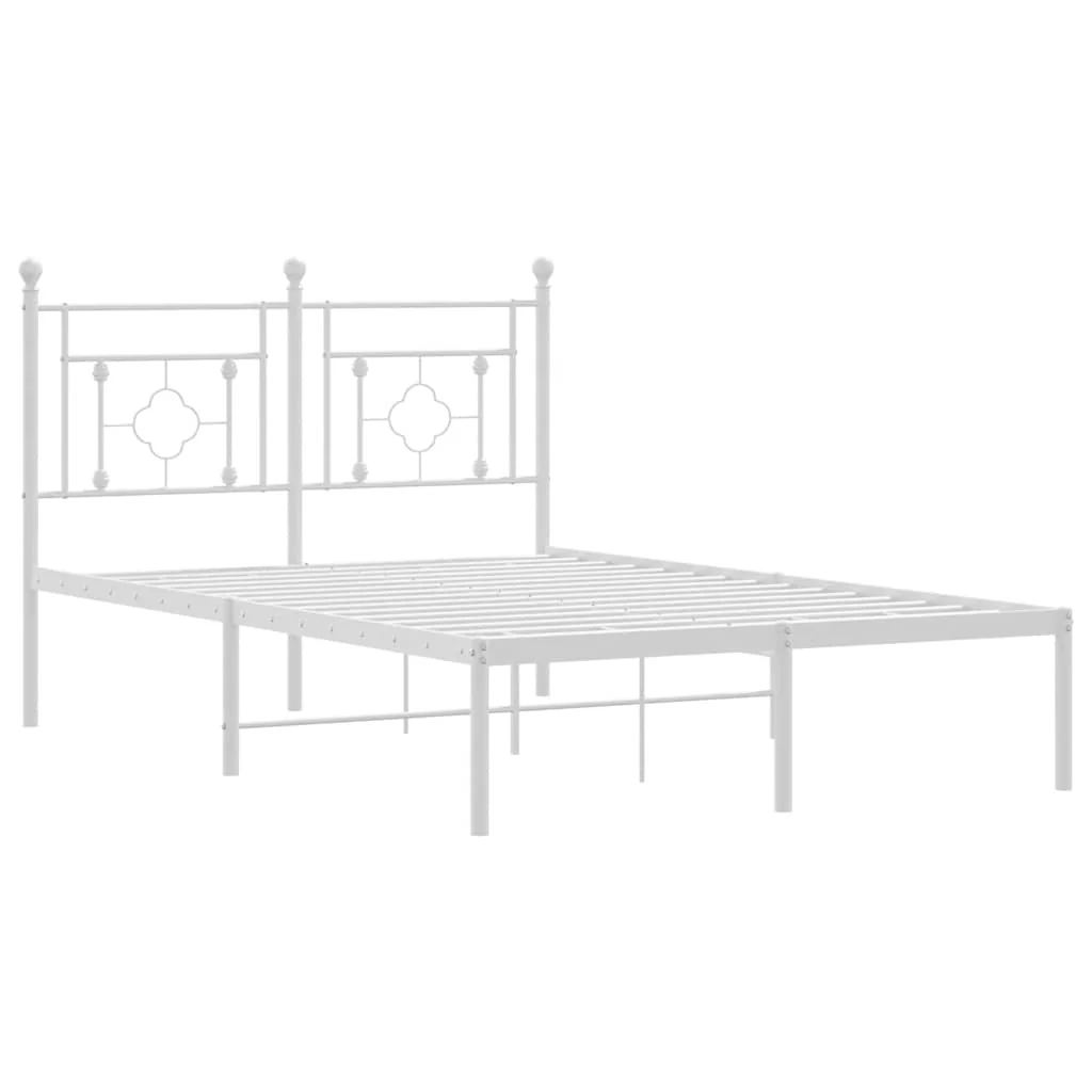 sengeramme med sengegavl 120x190 cm metal hvid - Image 3