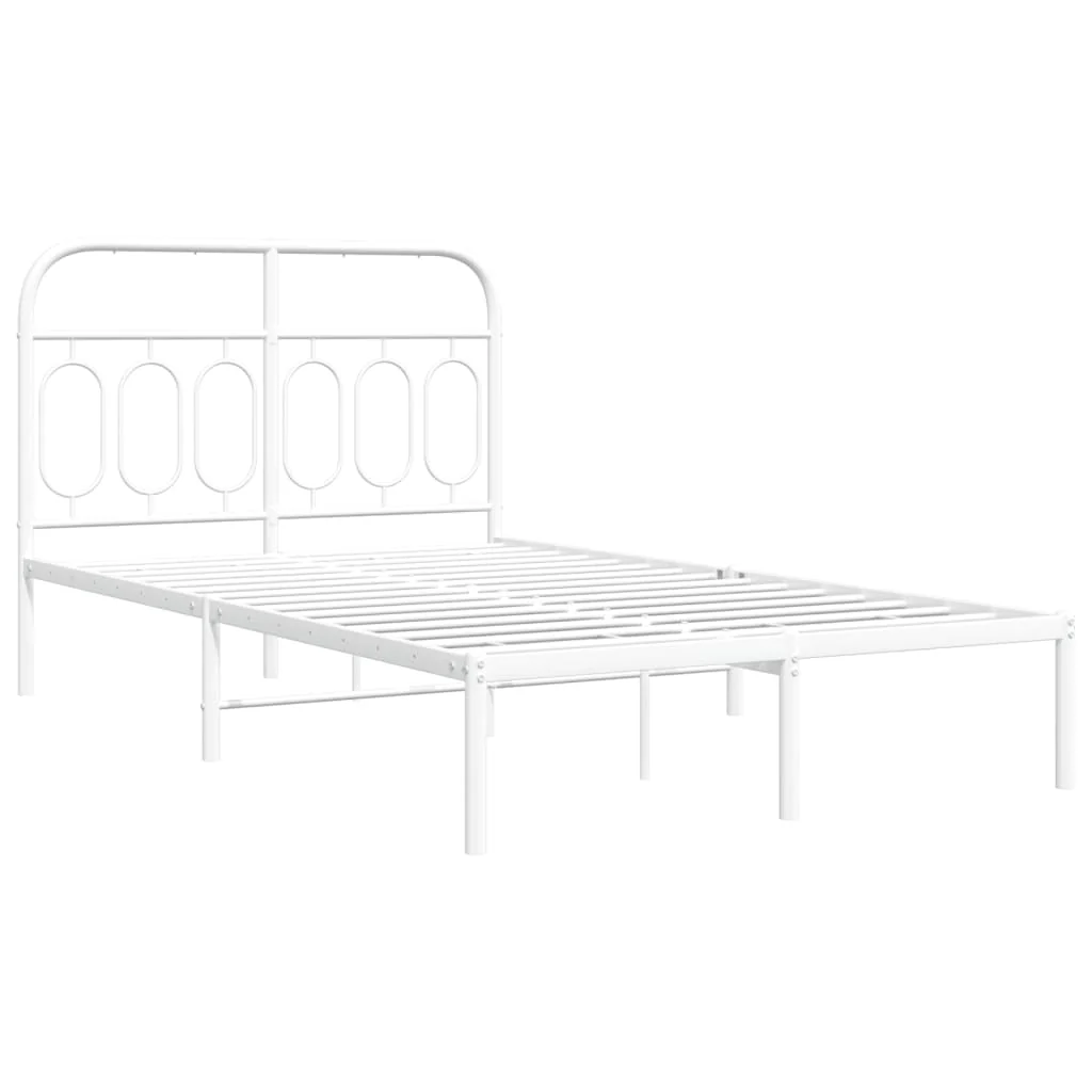 sengeramme med sengegavl 120x190 cm metal hvid - Image 3