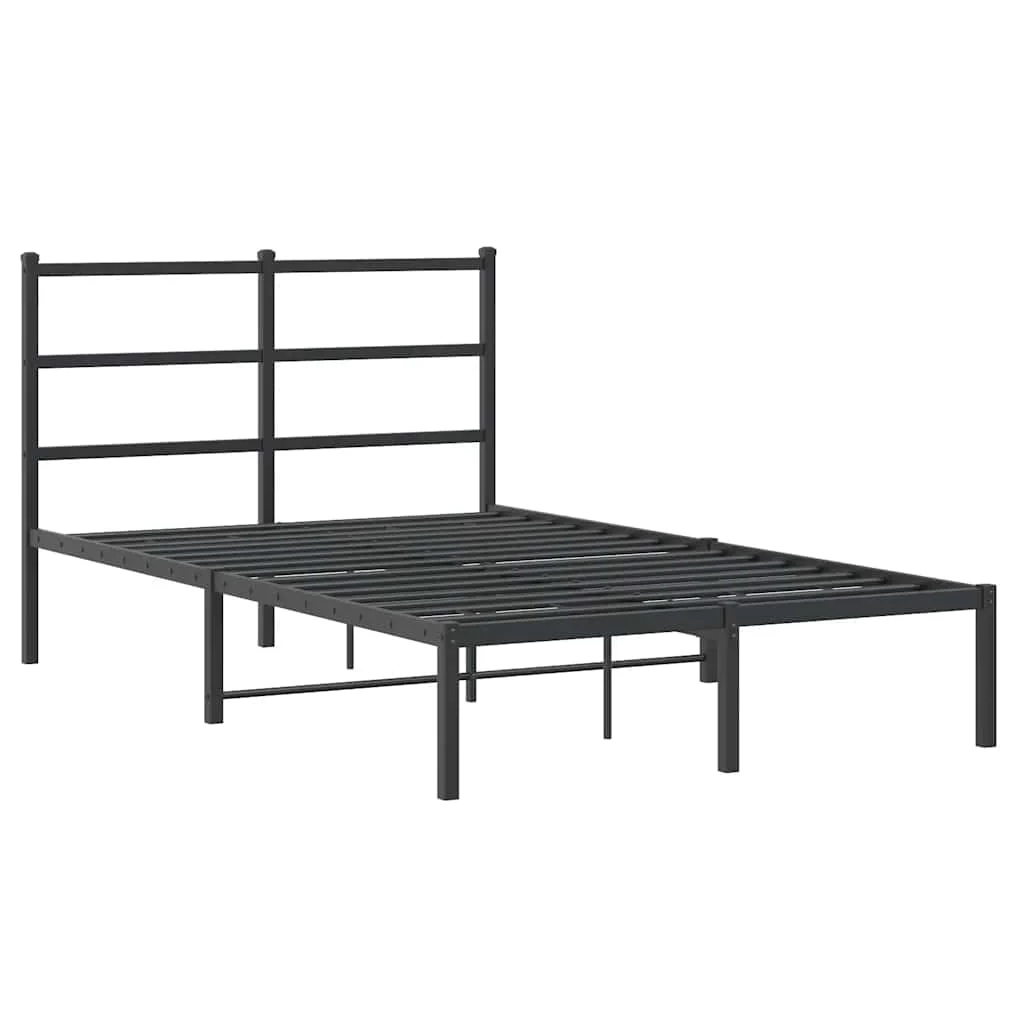 sengeramme med sengegavl 120x190 cm metal sort - Image 3