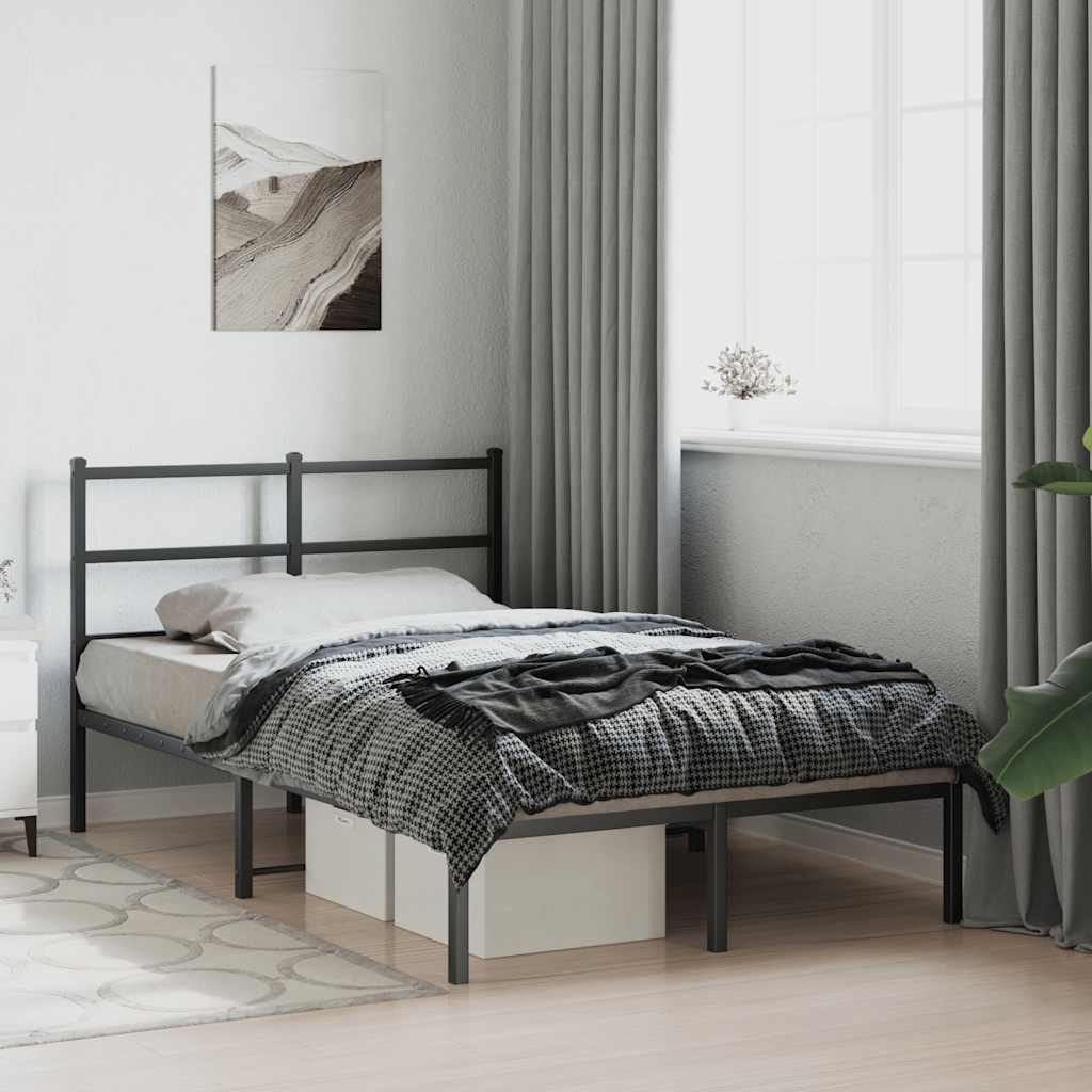 sengeramme med sengegavl 120x190 cm metal sort - Image 4