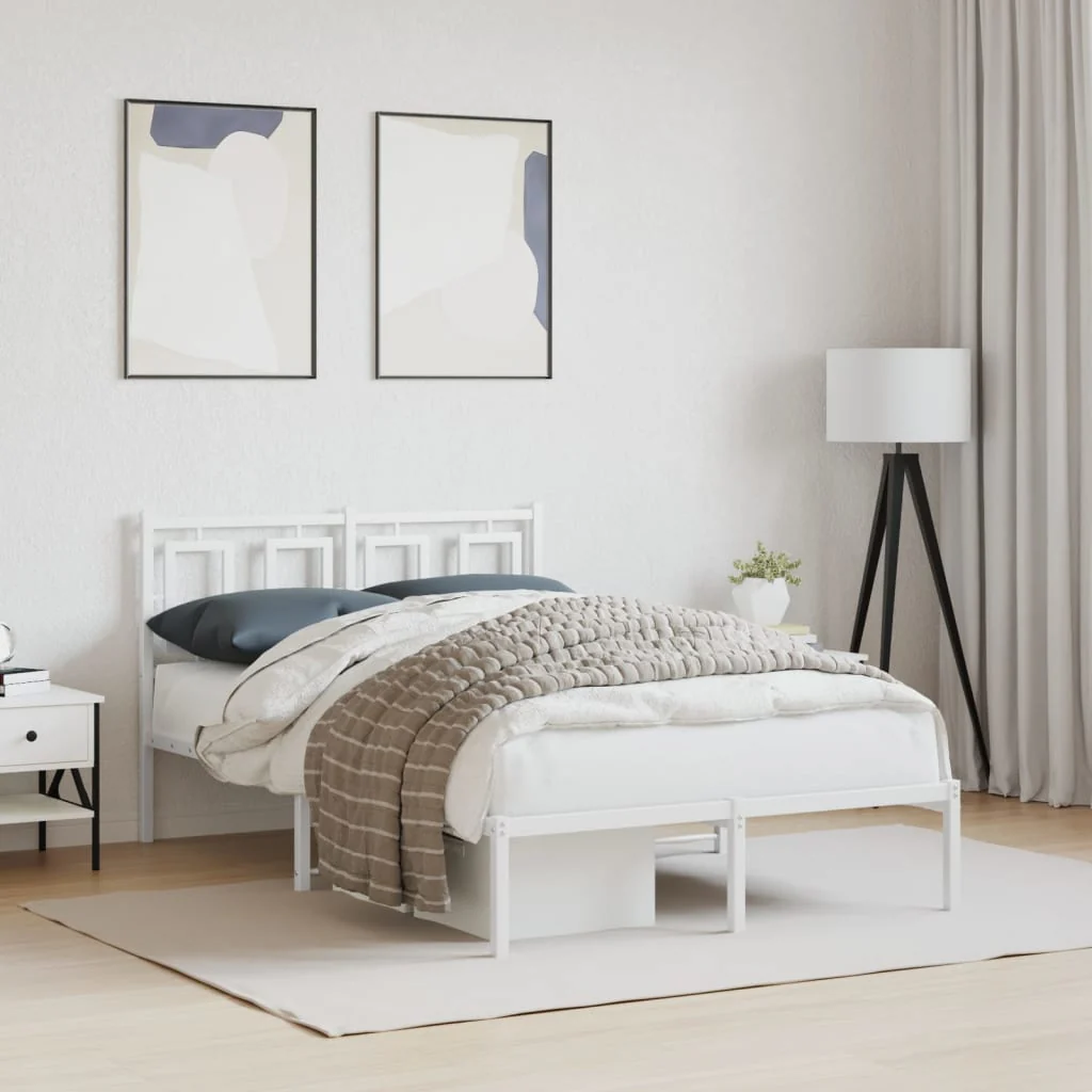 sengeramme med sengegavl 120x200 cm metal hvid